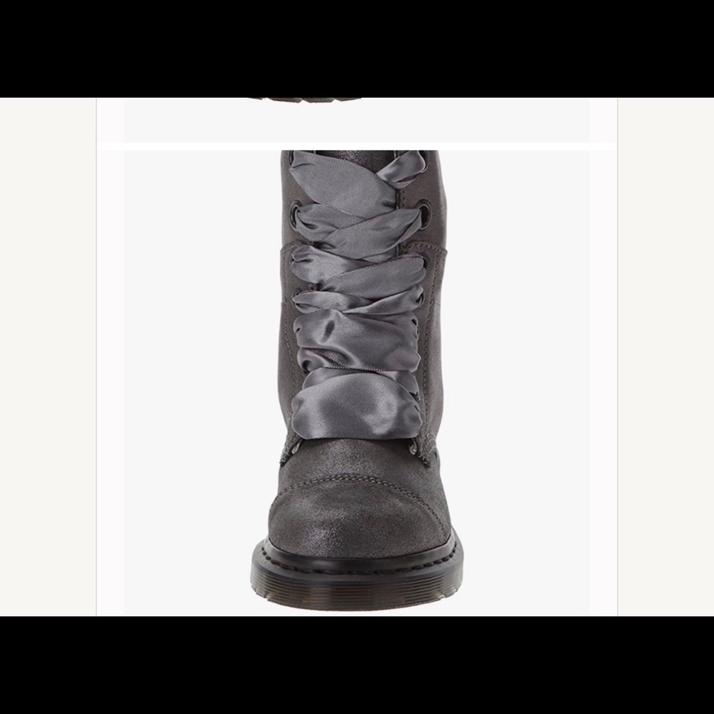 Dr. Martens Aimilie Pewter Metallic Combat Boots 6